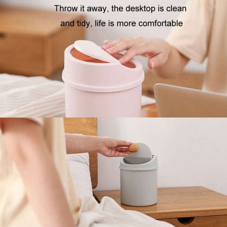 Mini Flip Lid Desktop Trash Can Student Dormitory Living Room Cute Storage Bucket(Pink)