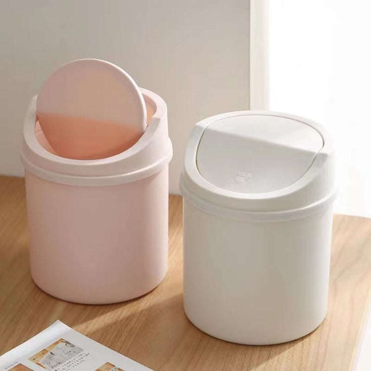 Mini Flip Lid Desktop Trash Can Student Dormitory Living Room Cute Storage Bucket(Pink)