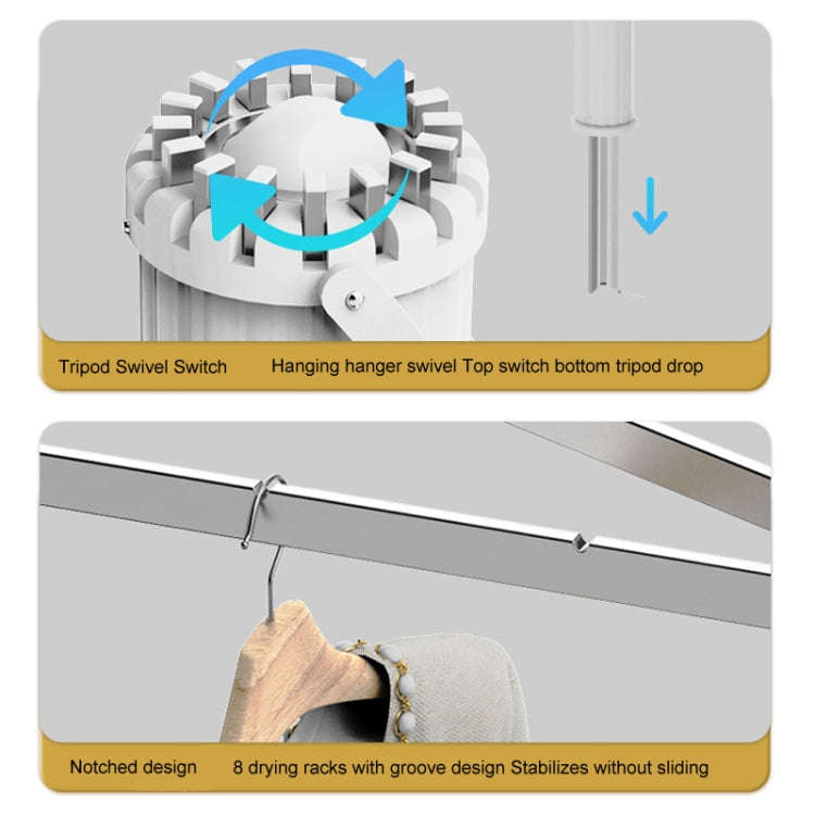 Free Installation Floor Drying Rack Balcony Foldable Octopus Hanging Clothesline, Style: Wood Pole