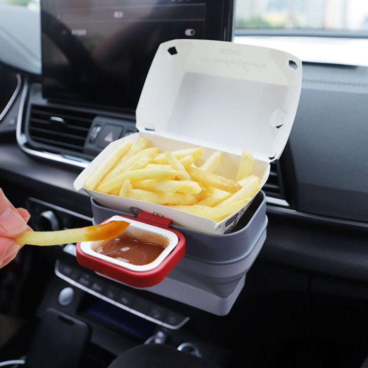 2 in 1 Car Fries Sauce Rack Air Vent Storage Box(Gray White)
