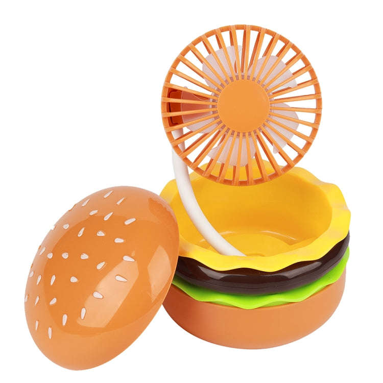 Hamburger Shaped Mini Desktop Fan with Cosmetic Mirror(Yellow)