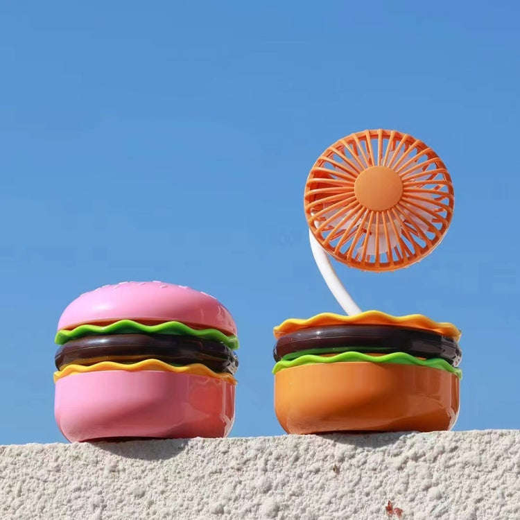 Hamburger Shaped Mini Desktop Fan with Cosmetic Mirror(Pink)
