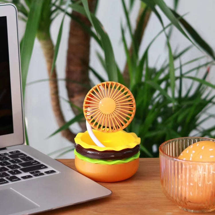 Hamburger Shaped Mini Desktop Fan with Cosmetic Mirror(Pink)