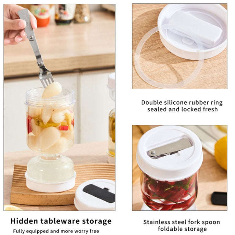Kitchen Wet And Dry Separate Pickle Jar Plastic Wet And Dry Dispenser Hourglass Can, Style: Round...