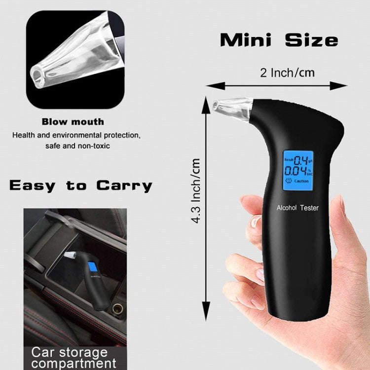 LCD Detector Backlight Light Breath Alcohol Tester, Specification: With 4 Mouthpieces Box