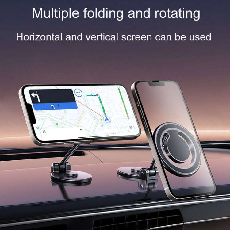 D33 Magnetic Folding Car Phone Holder Rotatable Dashboard Stick-On Navigation Stand
