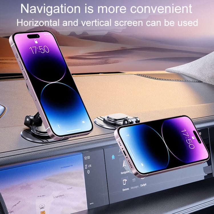 D50-1 Magnetic Folding Car Phone Holder Rotatable Dashboard Stick-On Navigation Stand