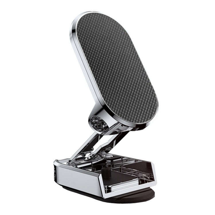 D11 Magnetic Folding Car Phone Holder Rotatable Dashboard Stick-On Navigation Stand(Silver Frosted)