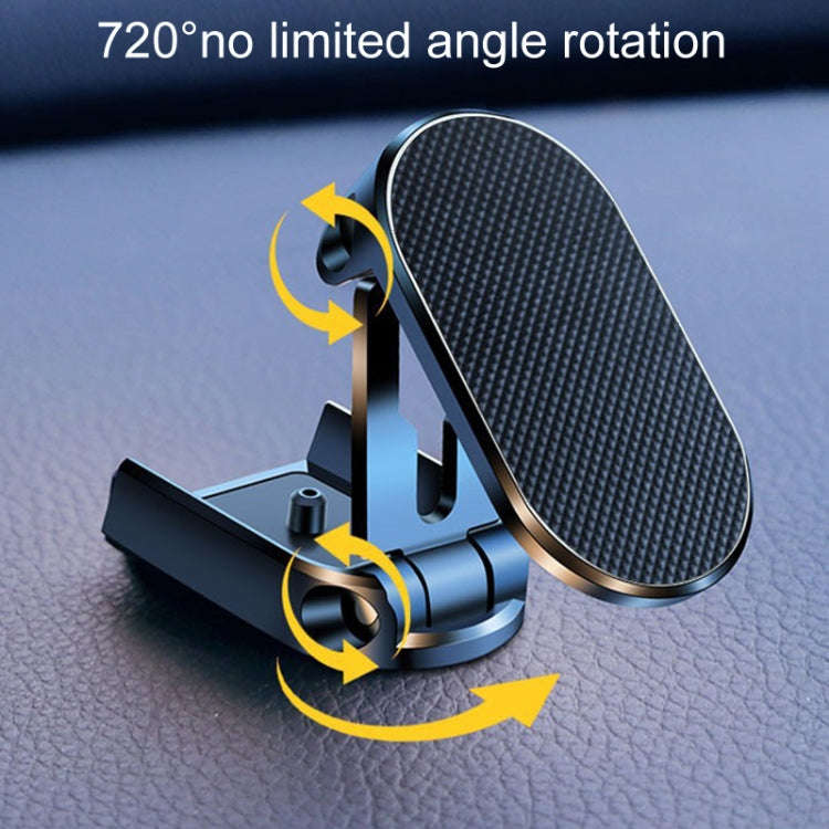 D11 Magnetic Folding Car Phone Holder Rotatable Dashboard Stick-On Navigation Stand(Silver Frosted)