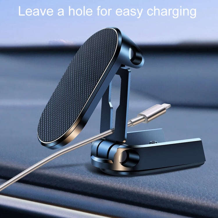D11 Magnetic Folding Car Phone Holder Rotatable Dashboard Stick-On Navigation Stand(Silver Frosted)