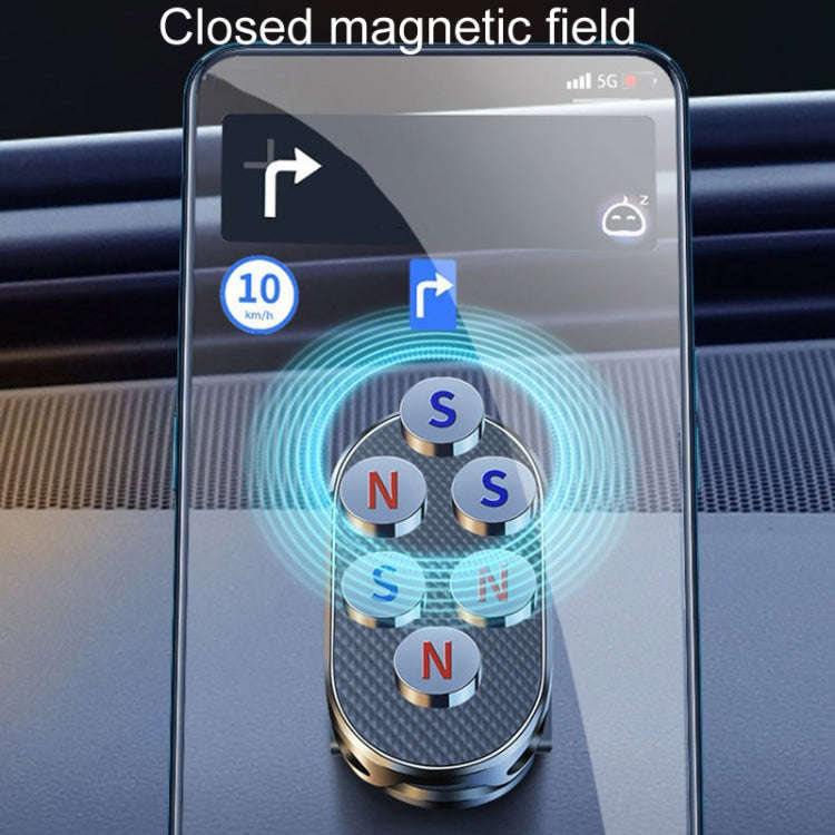 D11 Magnetic Folding Car Phone Holder Rotatable Dashboard Stick-On Navigation Stand(Silver Frosted)