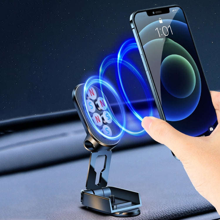 D11 Magnetic Folding Car Phone Holder Rotatable Dashboard Stick-On Navigation Stand(Silver Frosted)