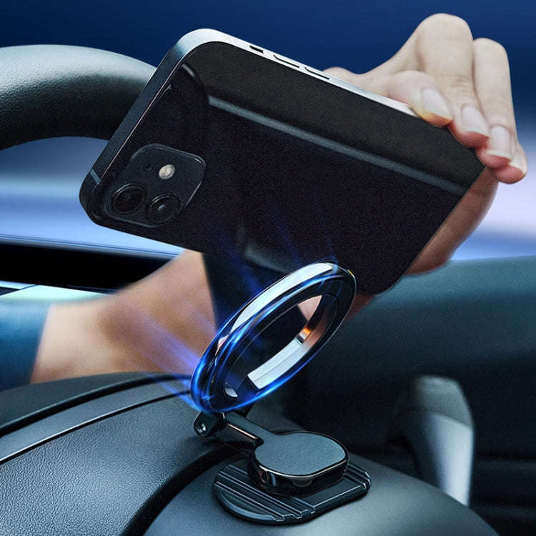 D21 Magnetic Folding Car Phone Holder Rotatable Steering Wheel Stick-On Navigation Stand