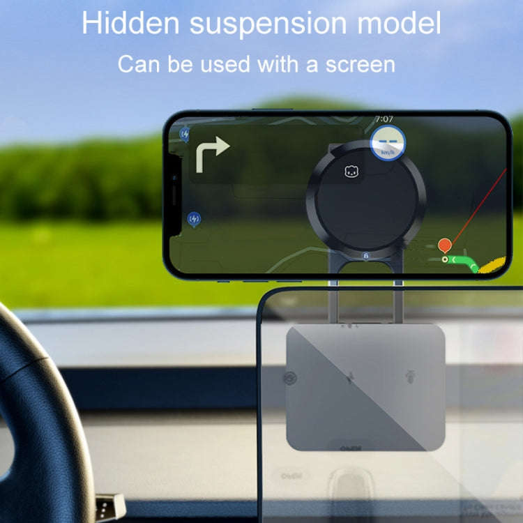 D31 Foldable Suspension Car Phone Holder Magnetic Slide Type Metal Navigation Stand