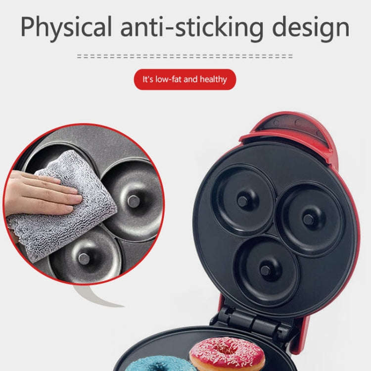 350W Mini Donut Maker Machine Can Make 3 Doughnuts 220V EU Plug(Red)