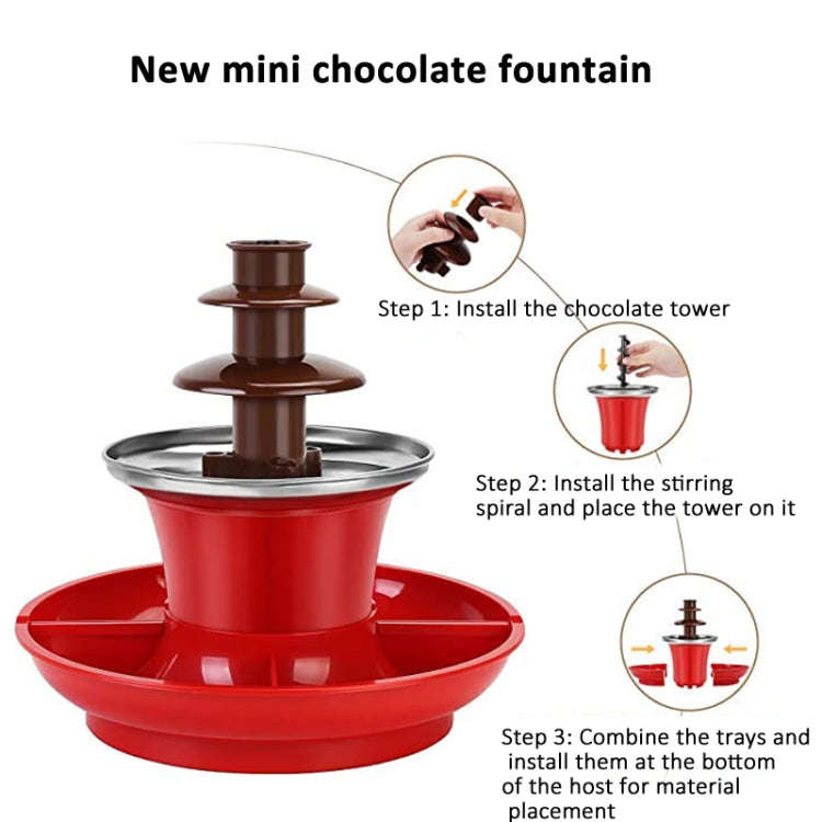35W  3 Tier Chocolate Fountain  Mini Fondue Set with Hot Melting Pot Base 110V US Plug