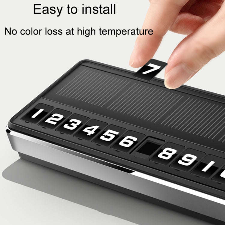 Car Temporary Parking License Plate Solar Rechargeable Luminous Parking Card(Black)