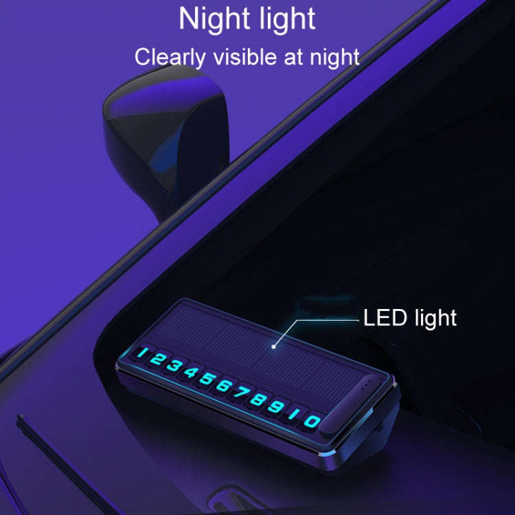 Car Temporary Parking License Plate Solar Rechargeable Luminous Parking Card(Black)