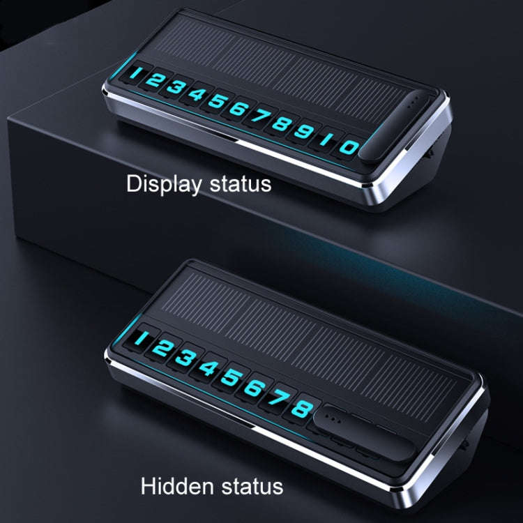Car Temporary Parking License Plate Solar Rechargeable Luminous Parking Card(Black)