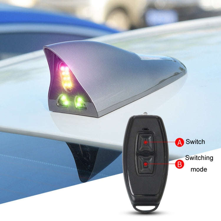 Solar Remote Control Signal Radio Shark Fin Antenna Anti-Tailgating Roof Warning Light(Red)