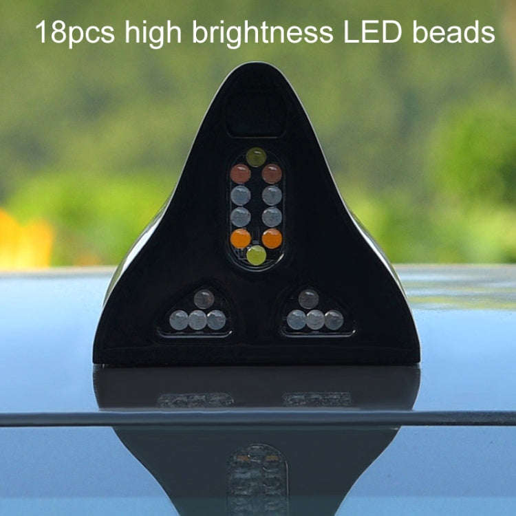 Solar Remote Control Signal Radio Shark Fin Antenna Anti-Tailgating Roof Warning Light(Red)