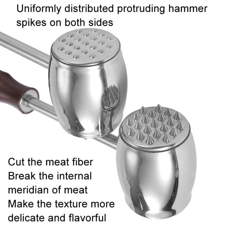 304 Stainless Steel Beef Hammer Thickened Solid Knocker Kitchen Double Sided Meat Looser, Handle:...