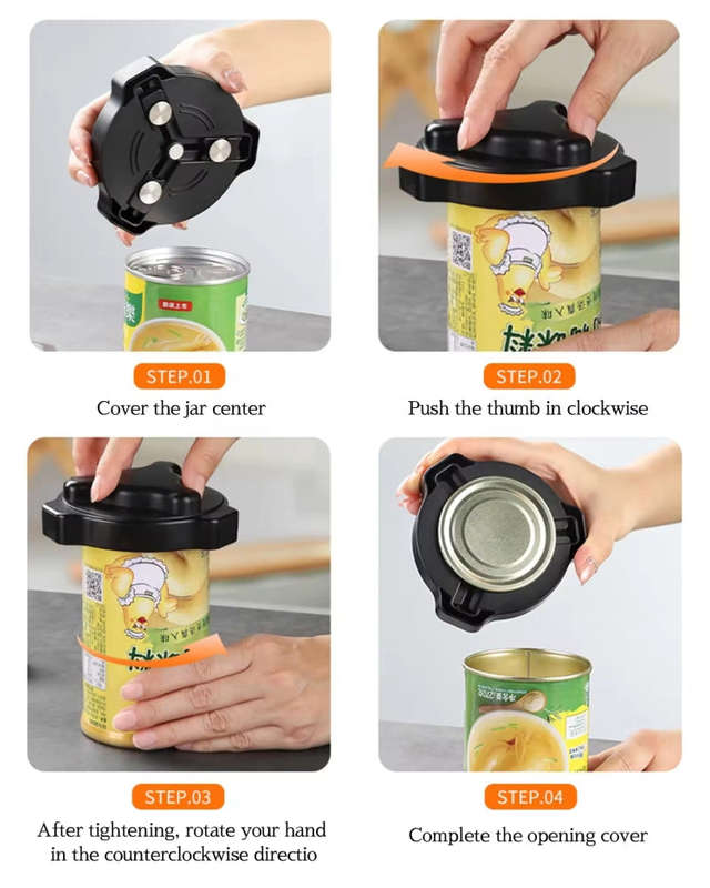 Magnetic Rotatable Can Opener Portable Beer Coke Manual Bottle Opener(Black)