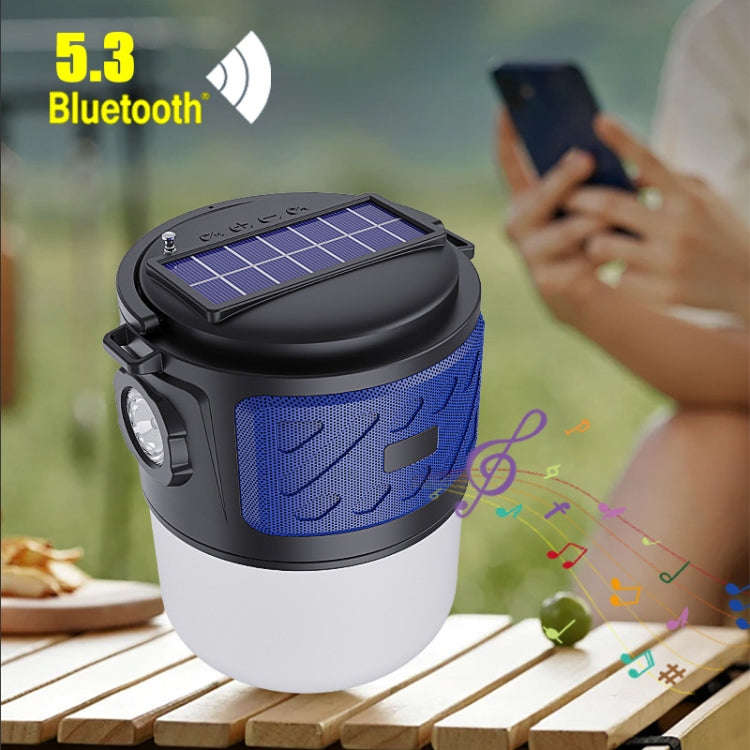 DV-V12 Outdoor Solar Camping Light FM Card Bluetooth Speaker(Blue)