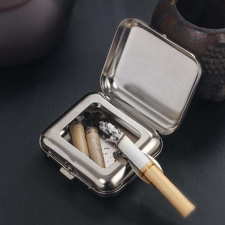 Mini Metal Ashtray Outdoor Portable Pocket Cigarette Holder, Style: Square