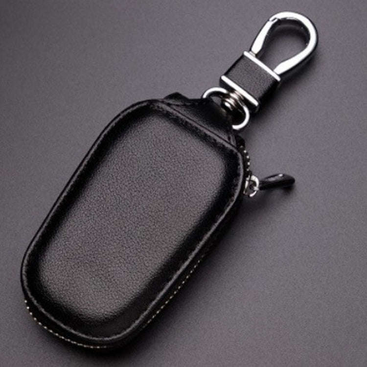 Leather Men Multifunctional Car Key Bag Large Capacity Universal Waist Hanging Key Storage Bag(Bl...