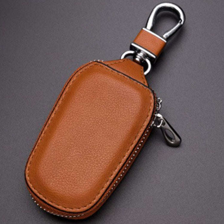 Leather Men Multifunctional Car Key Bag Large Capacity Universal Waist Hanging Key Storage Bag(Br...