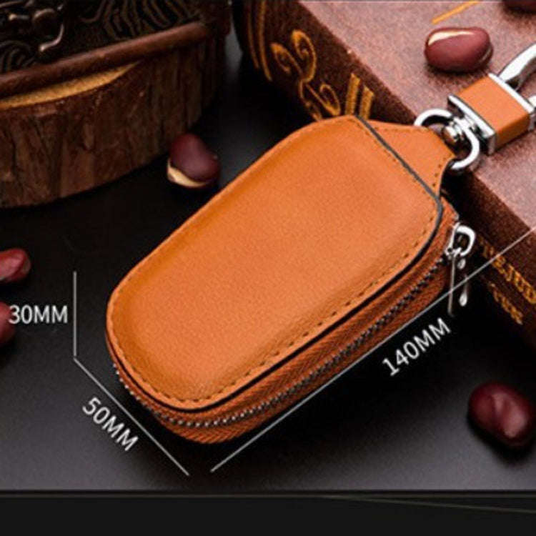 Leather Men Multifunctional Car Key Bag Large Capacity Universal Waist Hanging Key Storage Bag(Blue)