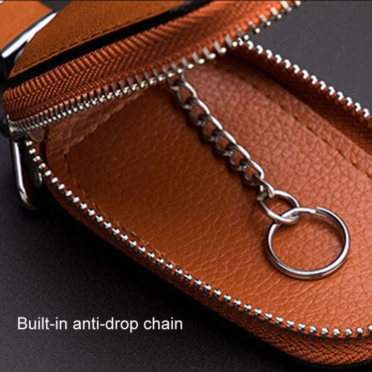 Leather Men Multifunctional Car Key Bag Large Capacity Universal Waist Hanging Key Storage Bag(Blue)