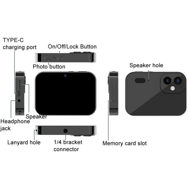 D6 CCD HD Digital Camera Movie Music Smart Camera Touch Screen Student Card Video Recorder, Exclu...