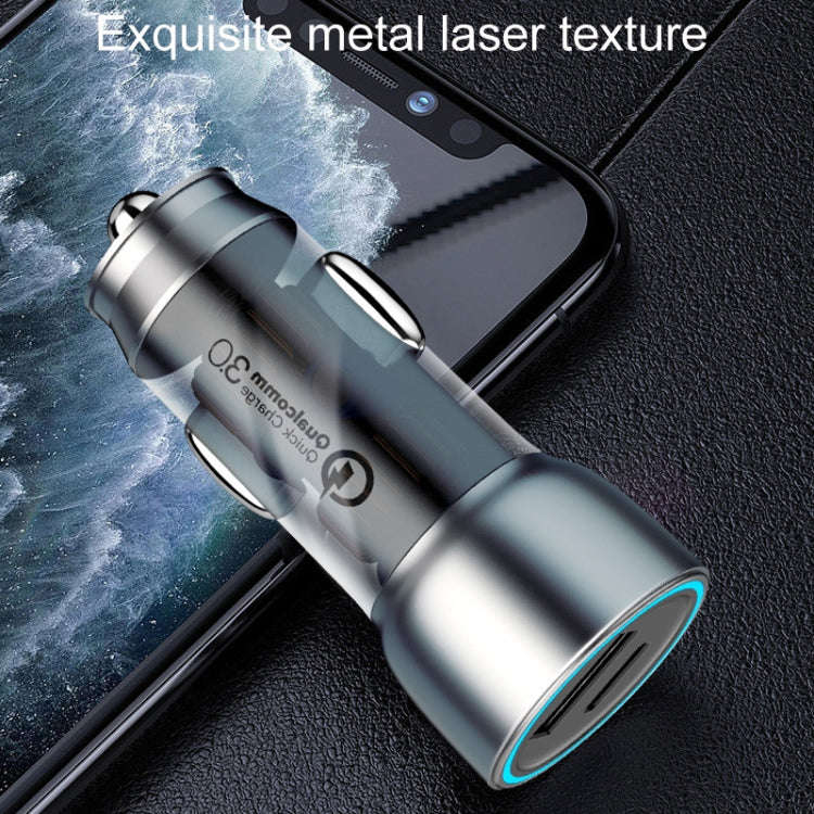 QIAKEY Vehicle Dual Port Fast Charging Charger One To Two Cigarette Lighter, Model: TK515 Blue