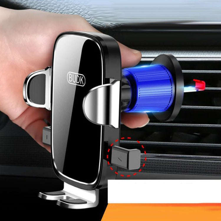 BUDK Anti-shake Car Phone Bracket Car Navigation Air Vent Fixed Gravity Support Stand(Silver)