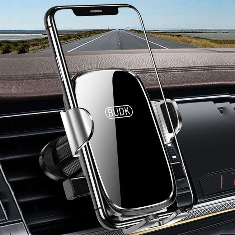 BUDK Anti-shake Car Phone Bracket Car Navigation Air Vent Fixed Gravity Support Stand(Black)