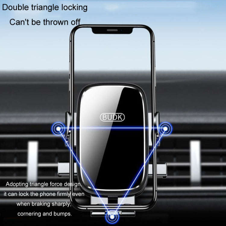 BUDK Anti-shake Car Phone Bracket Car Navigation Air Vent Fixed Gravity Support Stand(Black)