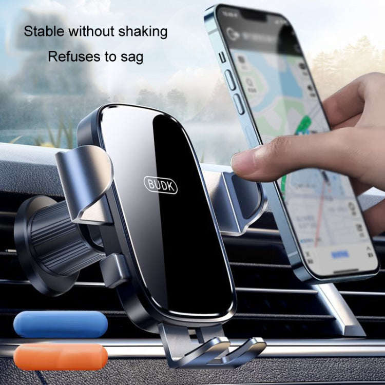 BUDK Anti-shake Car Phone Bracket Car Navigation Air Vent Fixed Gravity Support Stand(Black)