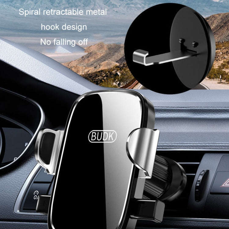 BUDK Anti-shake Car Phone Bracket Car Navigation Air Vent Fixed Gravity Support Stand(Black)