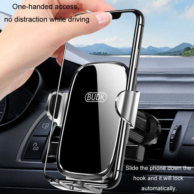BUDK Anti-shake Car Phone Bracket Car Navigation Air Vent Fixed Gravity Support Stand(Black)