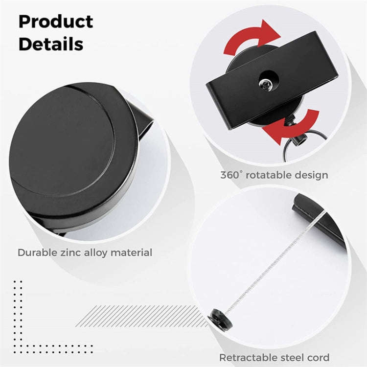 Metal Material 360 Degree Rotatable Heavy Duty Retractable Keychain with Belt Clip