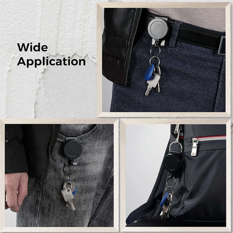 Metal Material 360 Degree Rotatable Heavy Duty Retractable Keychain with Belt Clip