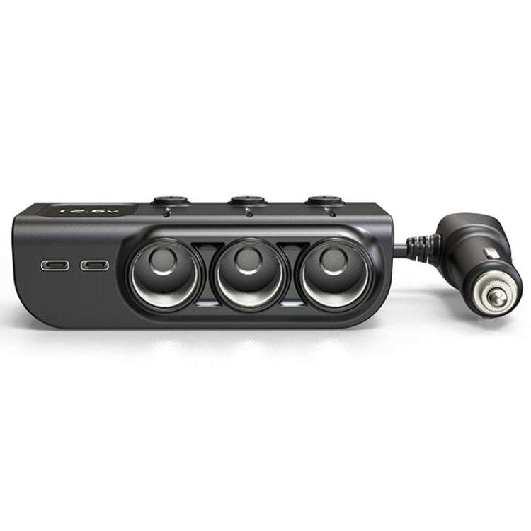 120W Digital Display Cigarette Lighter Car Fast Charging Charger(Black)