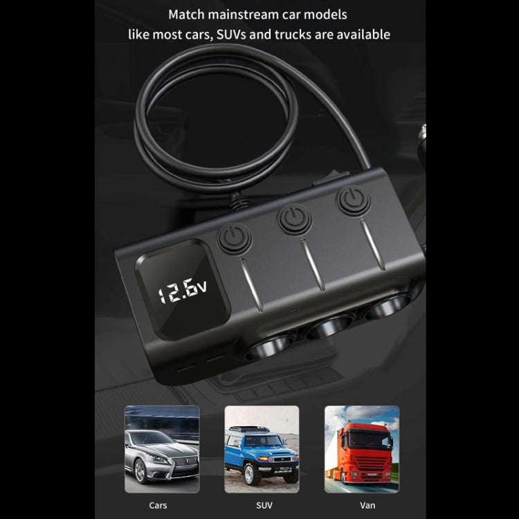 120W Digital Display Cigarette Lighter Car Fast Charging Charger(Black)