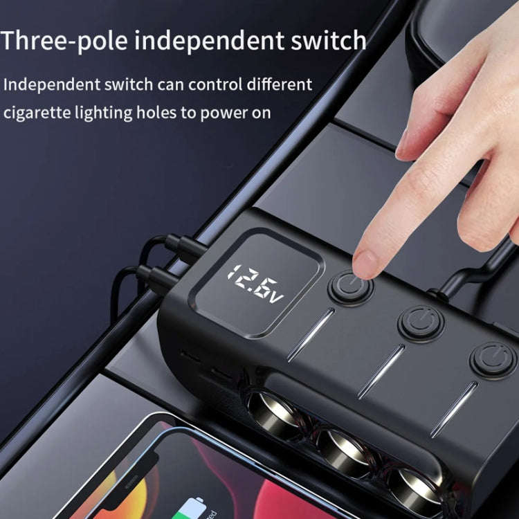 120W Digital Display Cigarette Lighter Car Fast Charging Charger(Black)