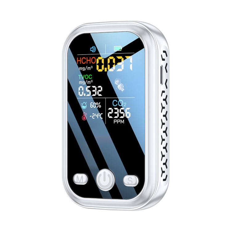 5 In 1  Air Quality Monitor TVOC HCHO CO2 Detector Temperature Humidity Tester(White)