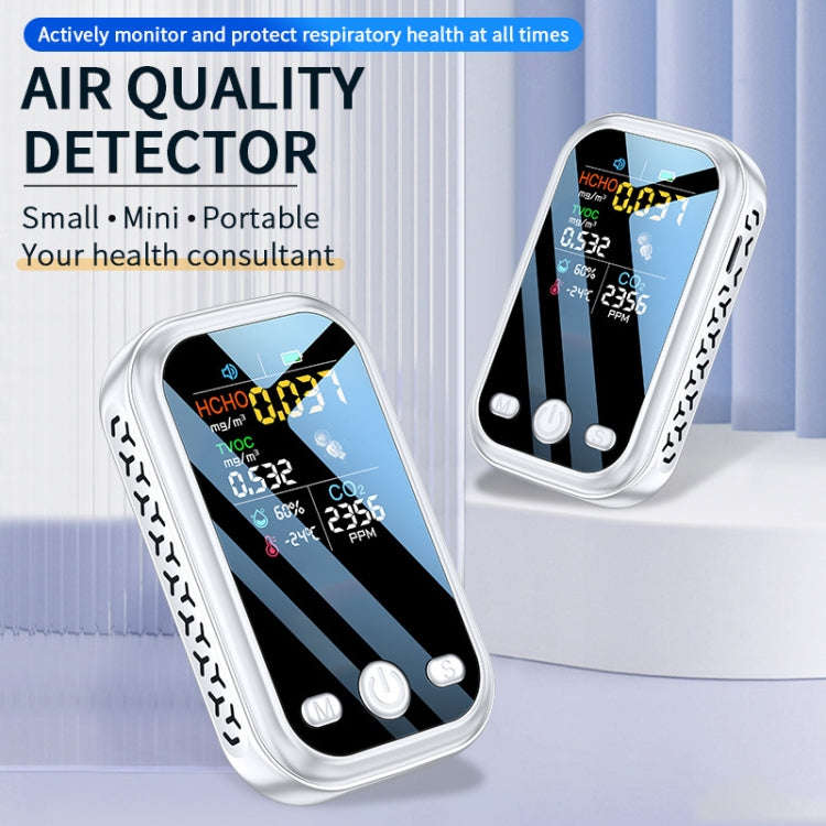 5 In 1  Air Quality Monitor TVOC HCHO CO2 Detector Temperature Humidity Tester(Black)