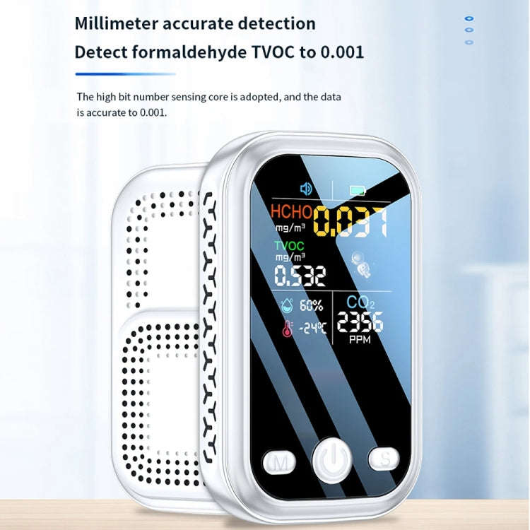 5 In 1  Air Quality Monitor TVOC HCHO CO2 Detector Temperature Humidity Tester(Black)