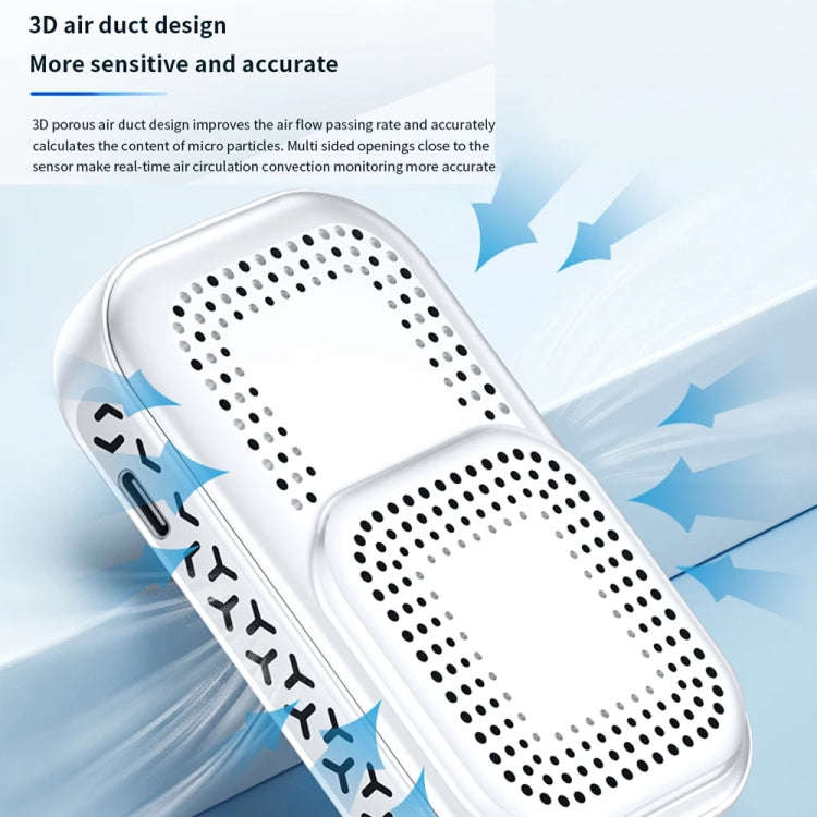 5 In 1  Air Quality Monitor TVOC HCHO CO2 Detector Temperature Humidity Tester(White)